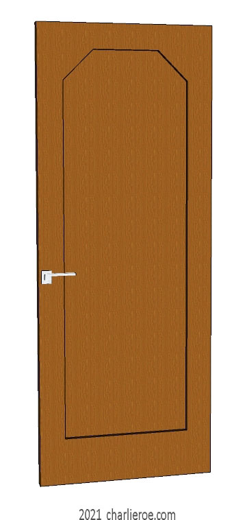 new bespoke Art Deco wood framed door with an octagonal panel in a medium to dark wood finish