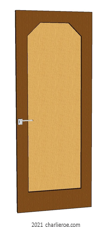 new bespoke Art Deco wood framed door with an octagonal panel in a light & medium oak finish