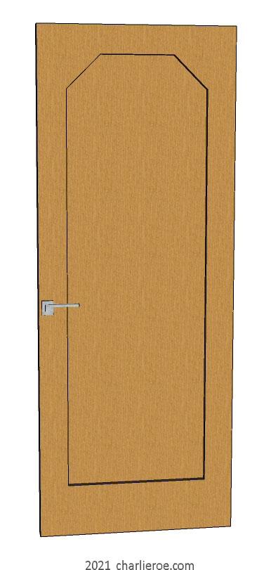 new bespoke Art Deco wood framed door with an octagonal panels in a light oak finish