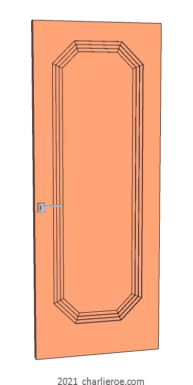 new bespoke Art Deco wood & painted interior door with stepped door mouldings