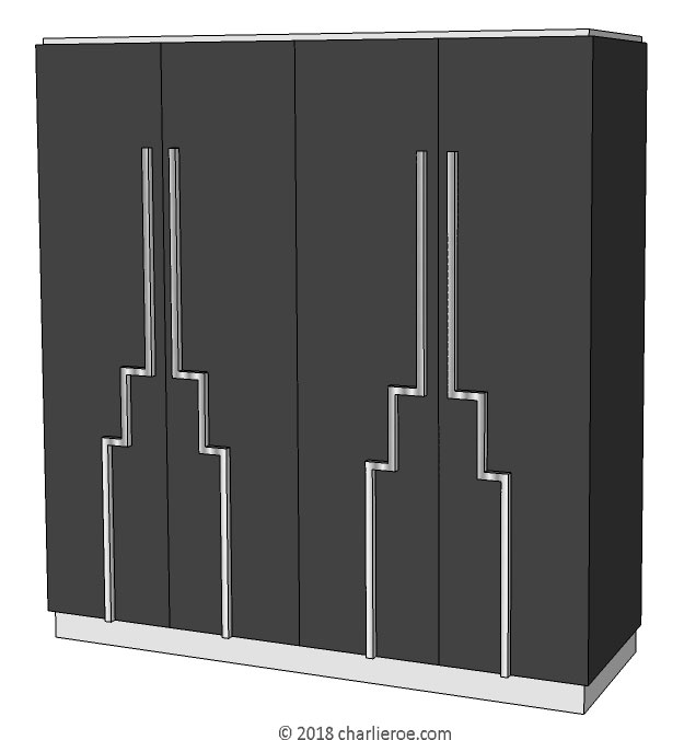 new Art Deco Moderne wardrobe doors with stepped Skyscraper style handles