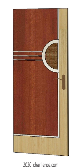 new bespoke Art Deco Moderne Cubist style marquetry veneered interior house door