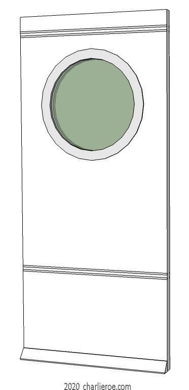 new bespoke Art Deco Moderne front or interior house door with porthole window and speedlines