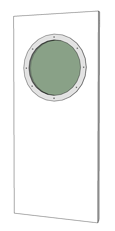 new bespoke Art Deco Moderne front or interior house door with porthole window and speedlines