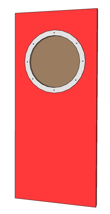 new bespoke Art Deco Moderne front or interior house door with porthole window and speedlines