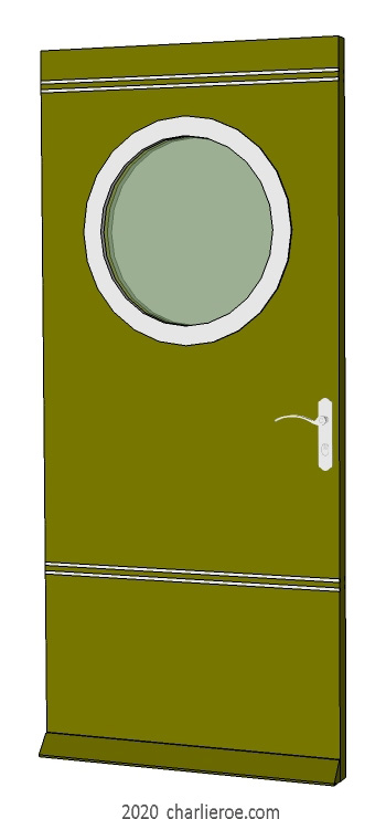 new bespoke Art Deco Moderne front or interior house door with porthole window and speedlines