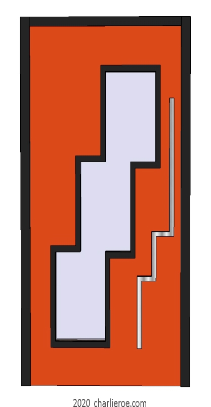 new Art Deco Moderne Skyscraper style pair of doors with stepped glass panel
