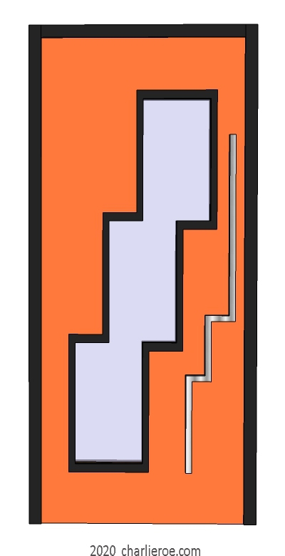 new Art Deco Moderne Skyscraper style pair of doors with stepped glass panel