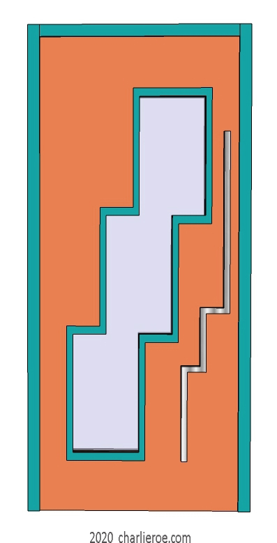 new Art Deco Moderne Skyscraper style pair of doors with stepped glass panel