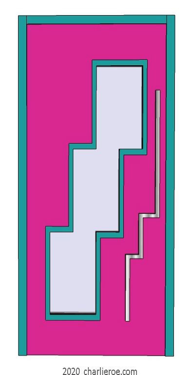 new Art Deco Moderne Skyscraper style pair of doors with stepped glass panel
