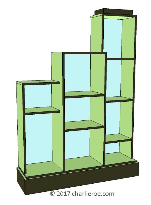 new Art Deco stepped Skyscraper style bookcase display unit