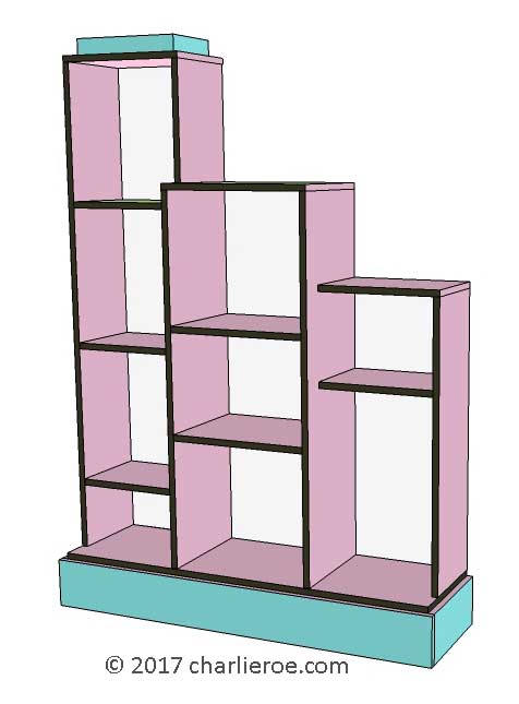 new Art Deco stepped Skyscraper style bookcase display unit