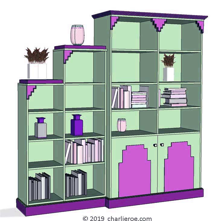 new Art Deco stepped Skyscraper style bookcase storage cabinet cupboard