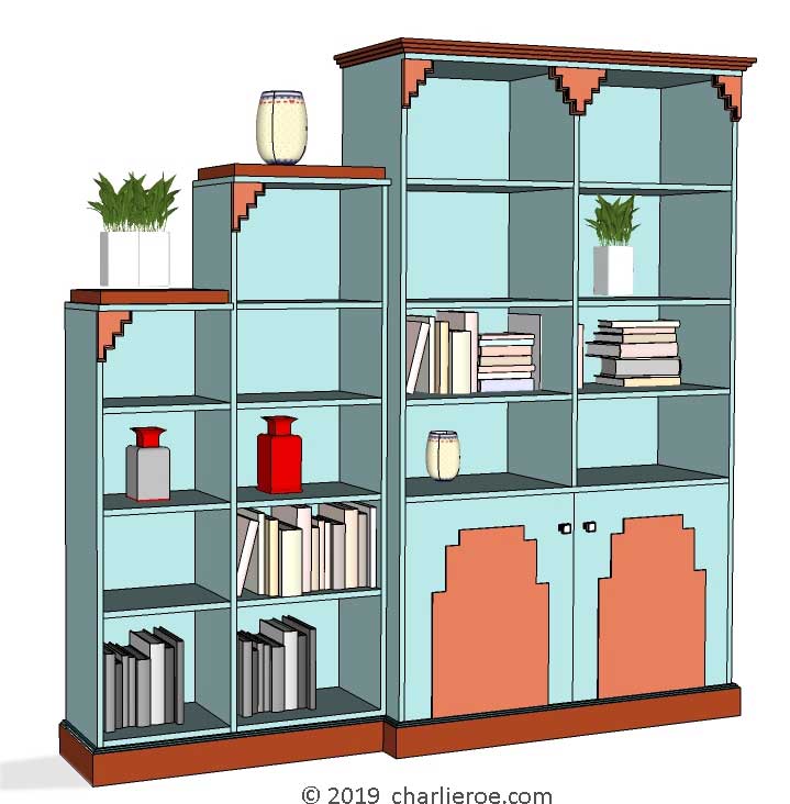 new Art Deco stepped Skyscraper style bookcase storage cabinet cupboard
