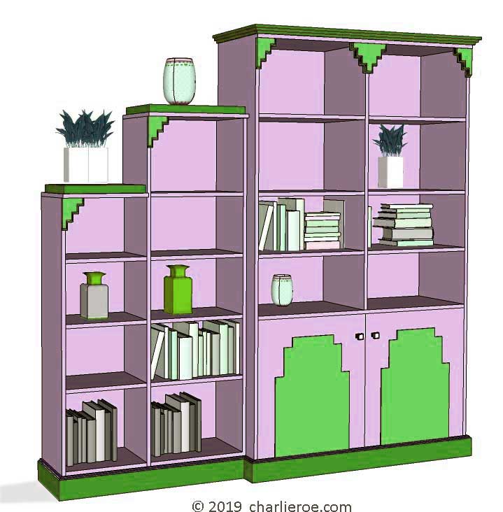 new Art Deco stepped Skyscraper style bookcase storage cabinet cupboard