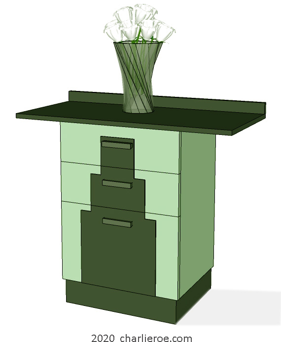 new Art Deco stepped Skyscraper style 1 door console side table sideboard cabinet cupboard storage unit