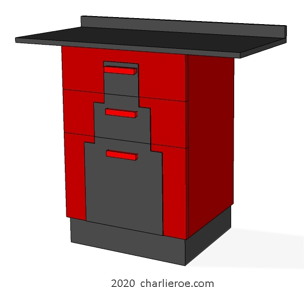 new Art Deco stepped Skyscraper style 1 door console side table sideboard cabinet cupboard storage unit