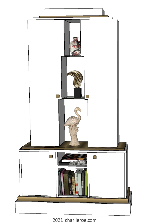 New Art Deco Skyscraper style bookcase or display shelf unit in painted/lacquered or wood finishes