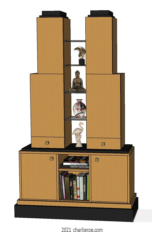 new Art Deco Skyscraper style stepped bookshelf display unit or room divider