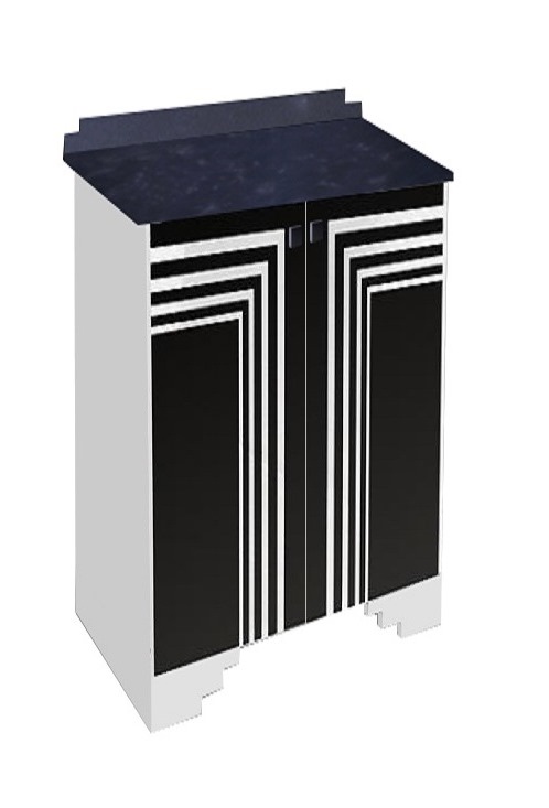 new Art Deco Streamline Moderne painted bookcase with speed lines