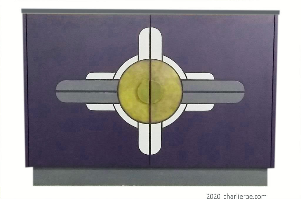 New Art Deco 2 door sideboard bar cabinet cupboard with Art Deco Abstract doors design