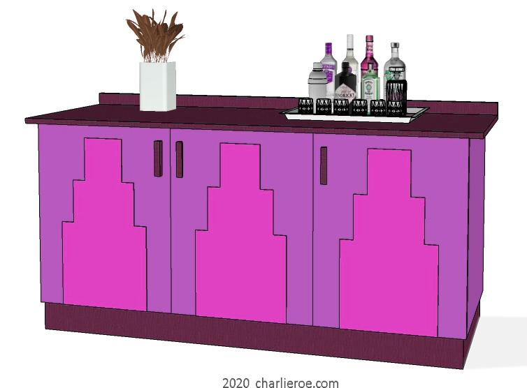 New Art Deco stepped Skyscraper style 2 door sideboard bar cabinet cupboard