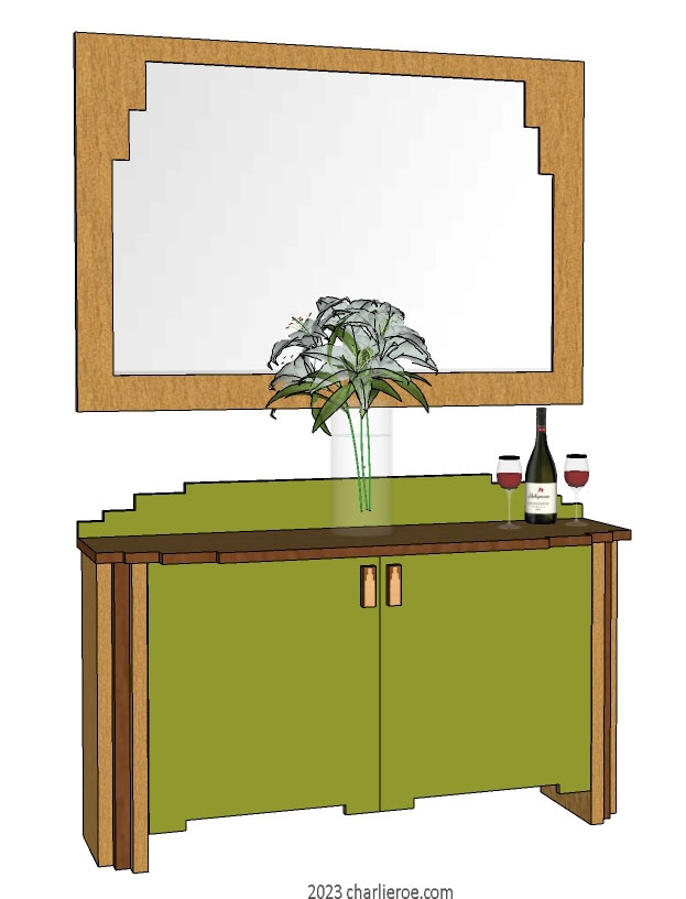 New Art Deco wood and lacquered painted 2 door sideboard
