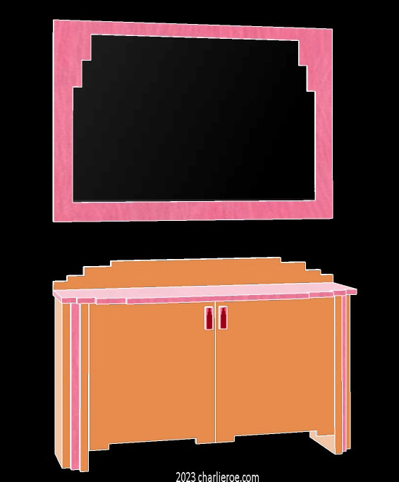 New Art Deco lacquered painted 2 door sideboard