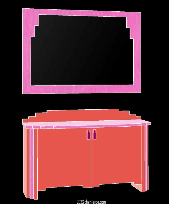 New Art Deco lacquered painted 2 door sideboard