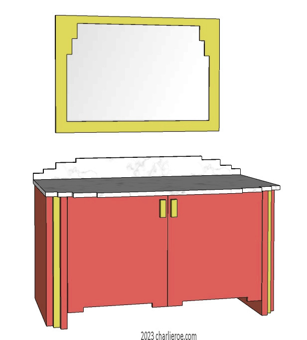 New Art Deco lacquered painted 2 door sideboard