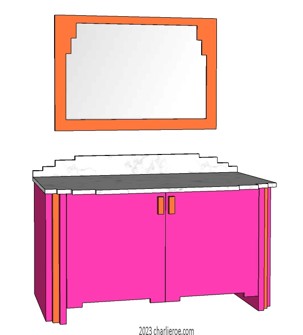 New Art Deco lacquered painted 2 door sideboard