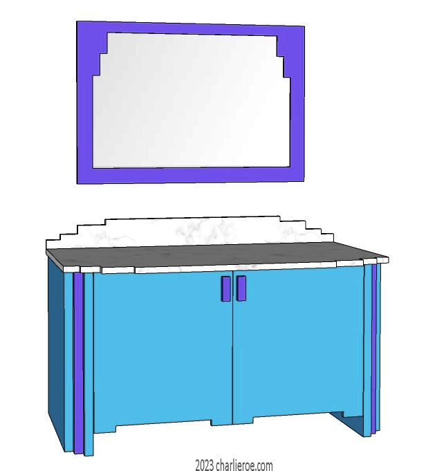 New Art Deco lacquered painted 2 door sideboard