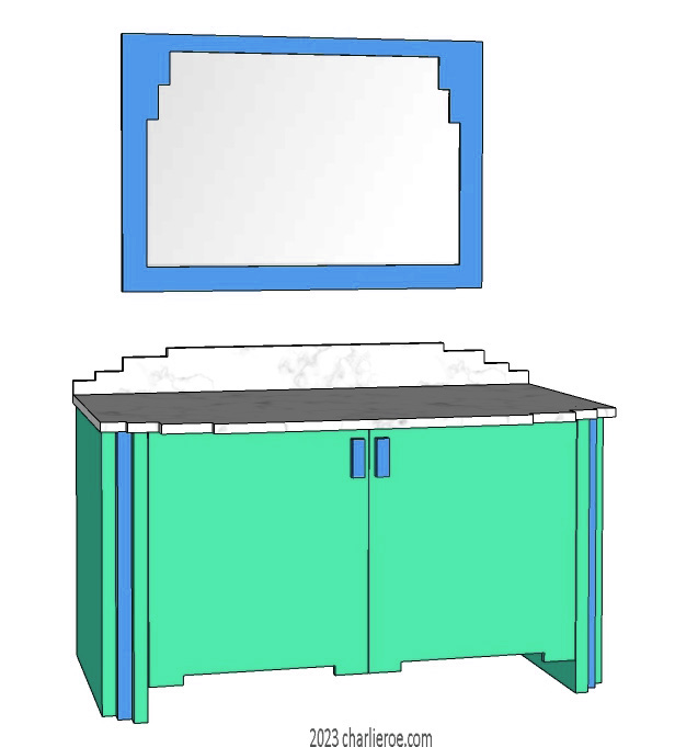 New Art Deco lacquered painted 2 door sideboard