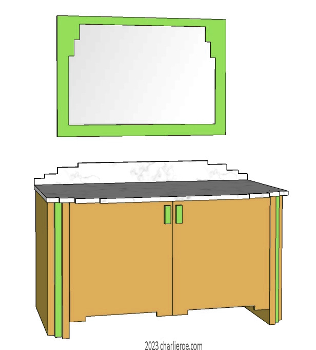 New Art Deco lacquered painted 2 door sideboard