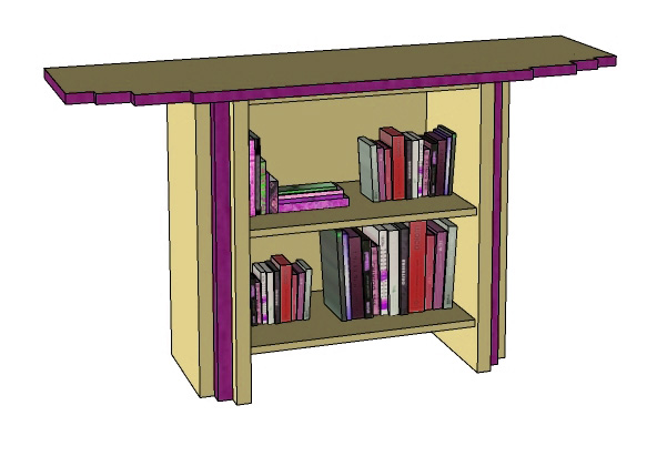 New Art Deco wood and lacquered painted console bookshelves