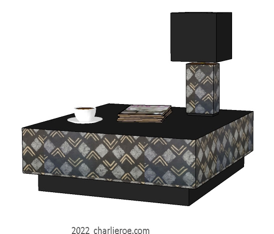 new Bloomsbury Group Art Deco style decorative hand painted Modernist coffee side lamp table