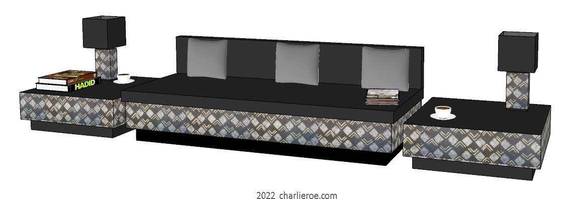 new Bloomsbury Group Art Deco style decorative hand painted Modernist sofas and matching coffee side tables
