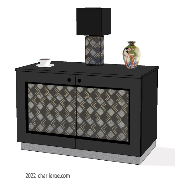new Bloomsbury Group Art Deco style decorative hand painted Modernist 2 door cupboard sideboard