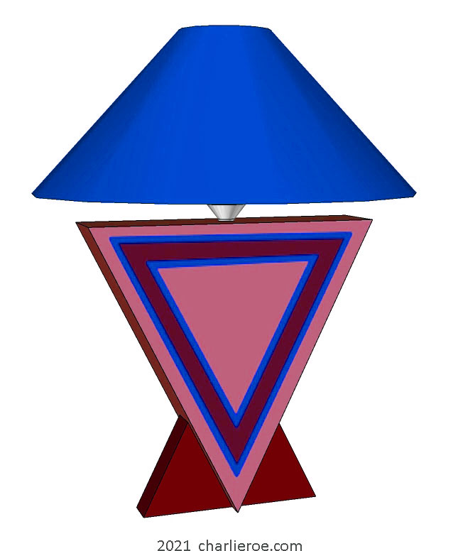 New Donald Deskey painted Art Deco Geometric painted table Cubist Vee shaped table lamp