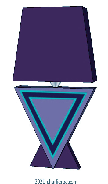 New Donald Deskey painted Art Deco Geometric painted table Cubist Vee shaped table lamp
