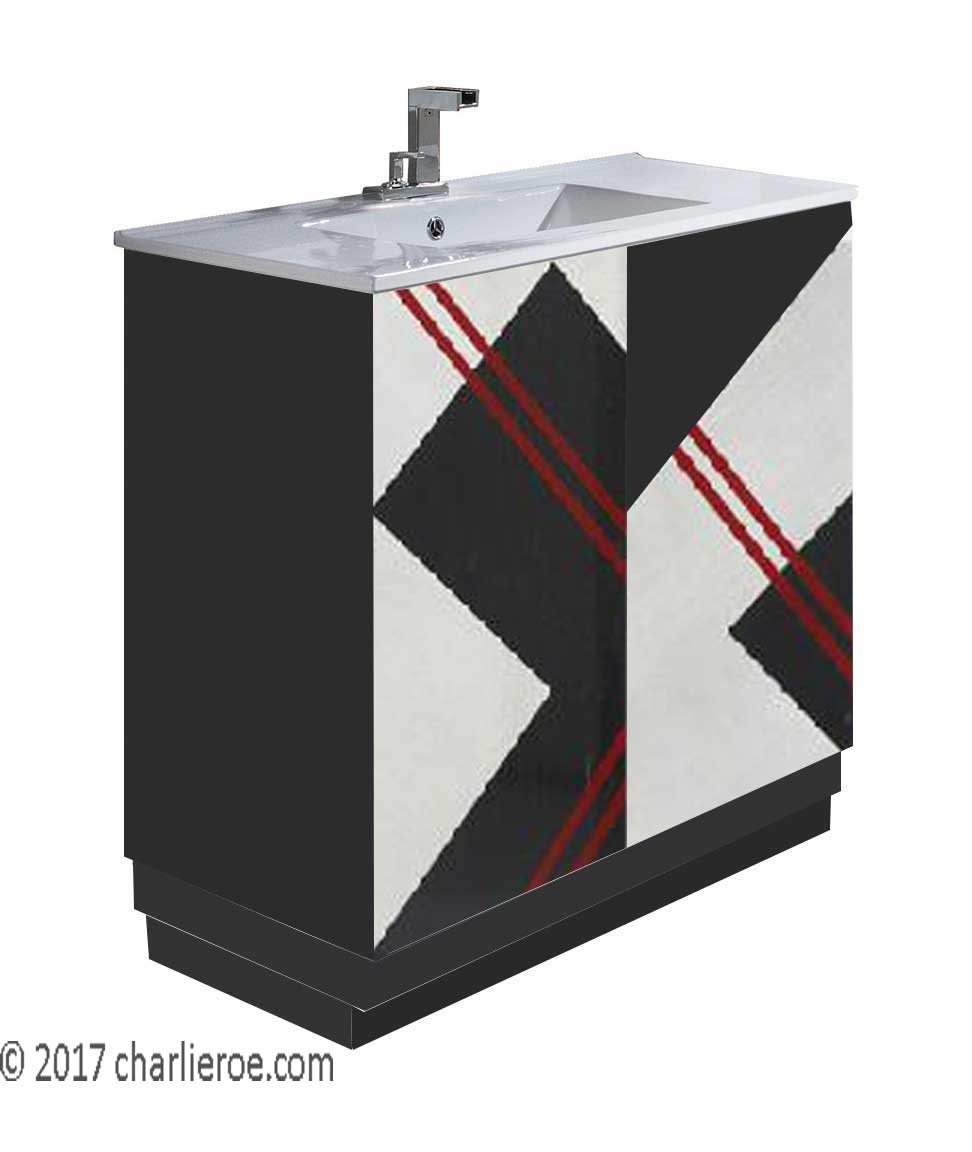 Donald Deskey Art Deco Cubist painted  bathroom vanity unit furniture