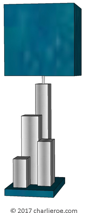 New Art Deco Skyscraper style stepped painted table lamp