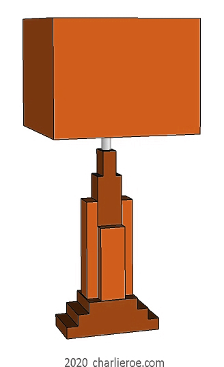 new Art Deco Skyscraper style stepped wood & painted table lamp