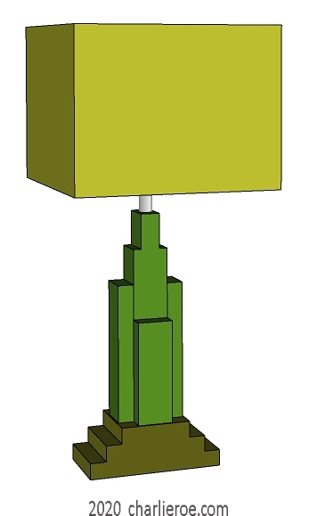 New Art Deco Skyscraper style stepped painted table lamp