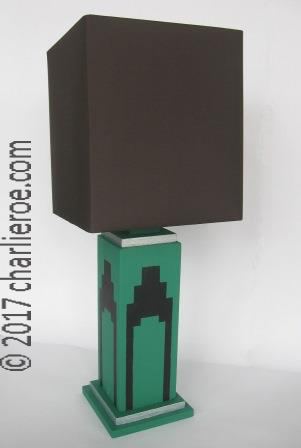 Paul Frankl style Art Deco Skyscraper stepped painted table lamp light