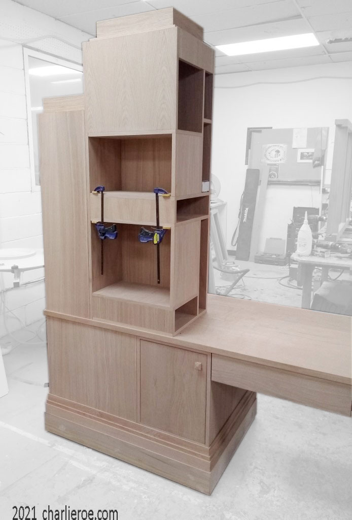 New Paul Frankl Art Deco Skyscraper style wooden & painted lacquered bookcase desk/table nearing completion