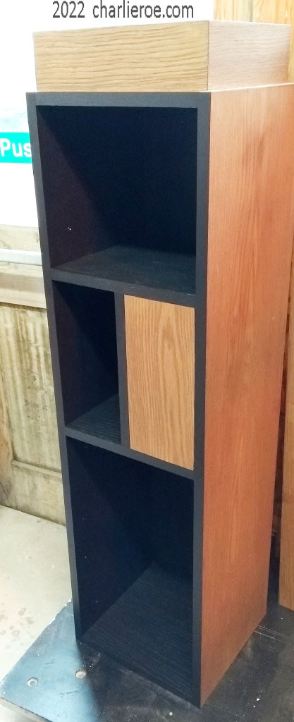 New Paul Frankl Art Deco Skyscraper style wooden & painted lacquered bookcase desk/table top section top section with finished painted cubby holes & lines