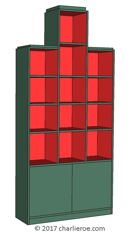 New Paul Frankl Art Deco 'Skyscraper' style painted lacquered bookcase display unit