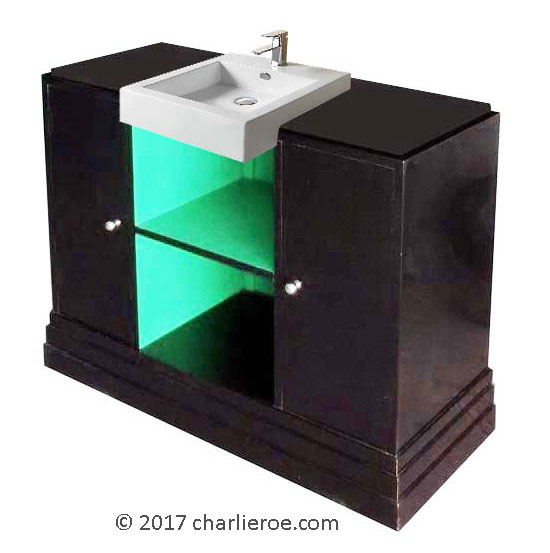 new Paul Frankl Skyscraper Art Deco bathroom black painted vanity unit