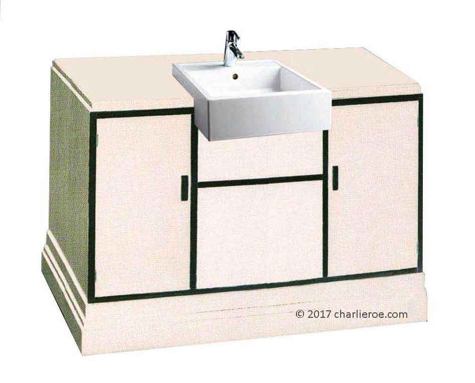 new Paul Frankl Skyscraper Art Deco bathroom white painted vanity unit
